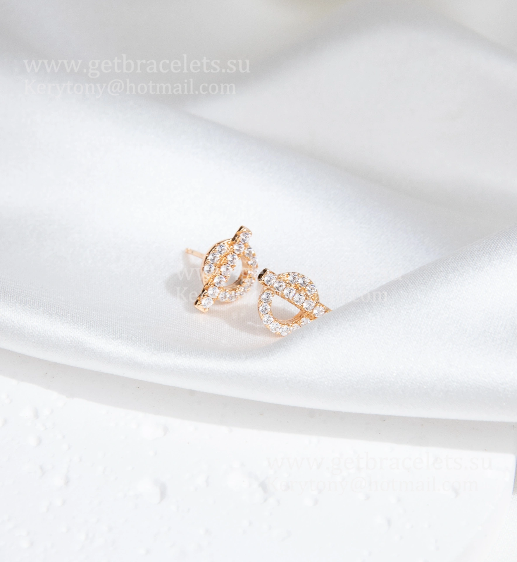Fashion Hermes Finesse Earrings Rose Gold with Diamonds