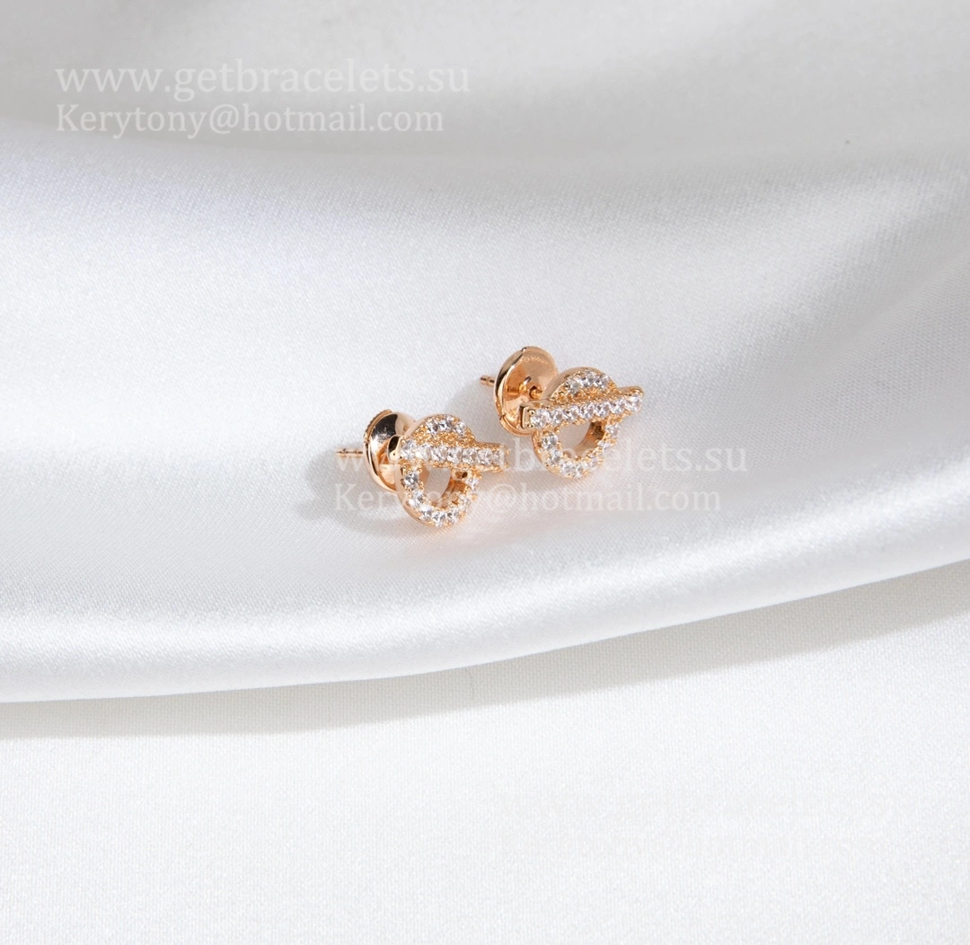 Fashion Hermes Finesse Earrings Rose Gold with Diamonds