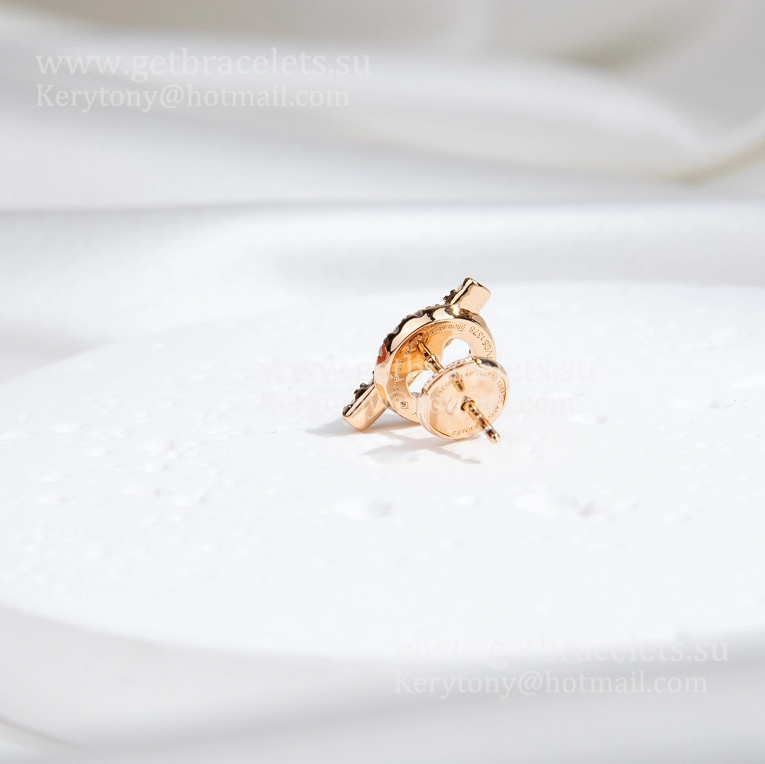 Fashion Hermes Finesse Earrings Rose Gold with Diamonds