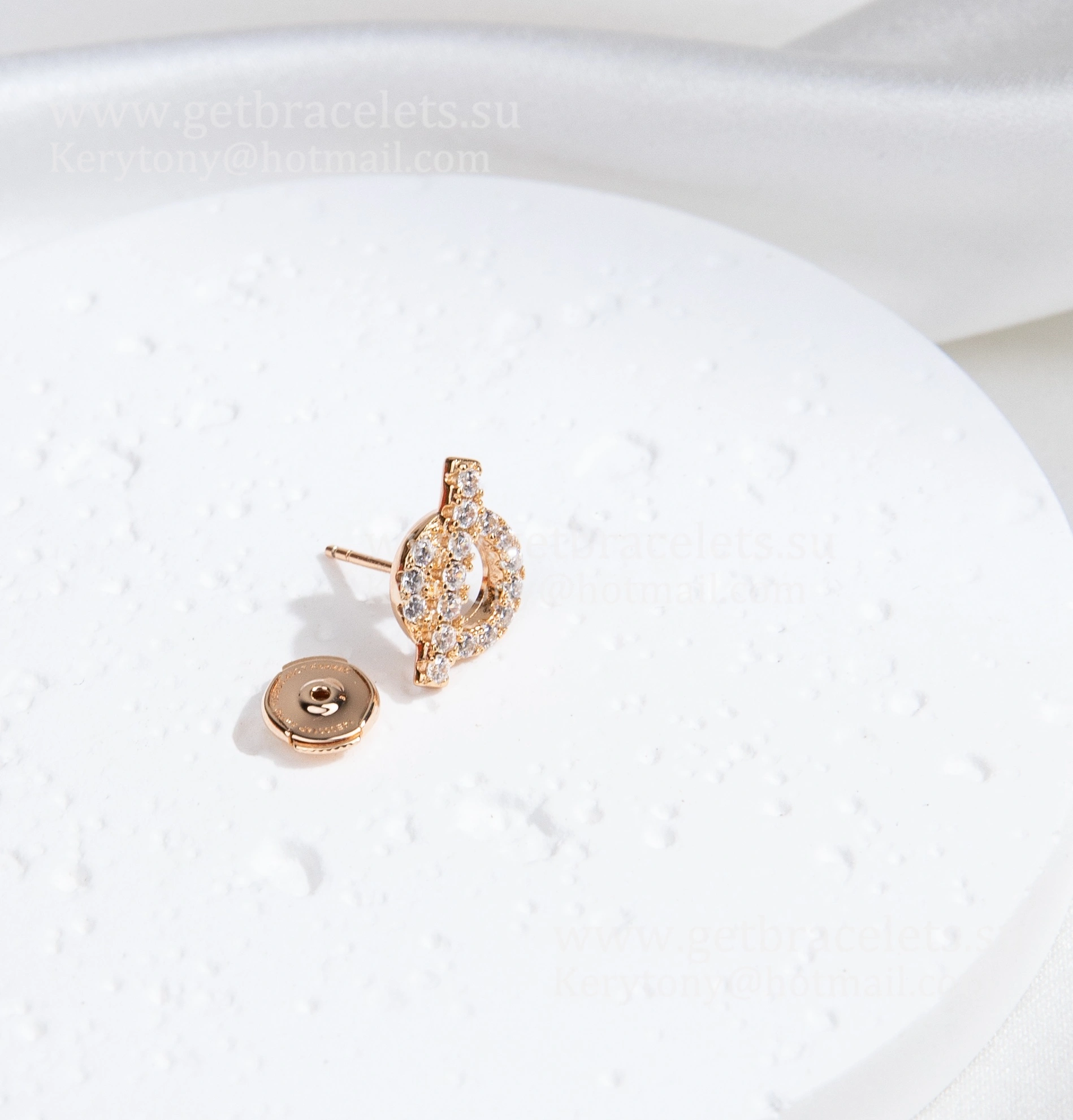Fashion Hermes Finesse Earrings Rose Gold with Diamonds