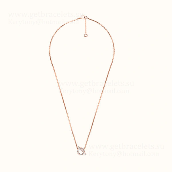 Fashion Hermes Finesse Necklace With Diamonds Rose Gold Silver
