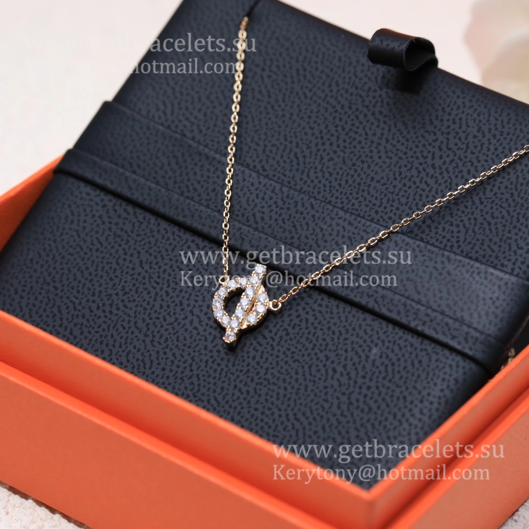 Fashion Hermes Finesse Necklace With Diamonds Rose Gold Silver