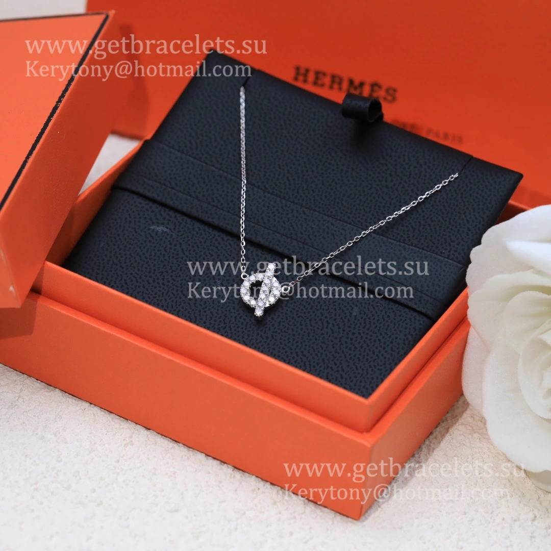 Fashion Hermes Finesse Necklace With Diamonds Rose Gold Silver