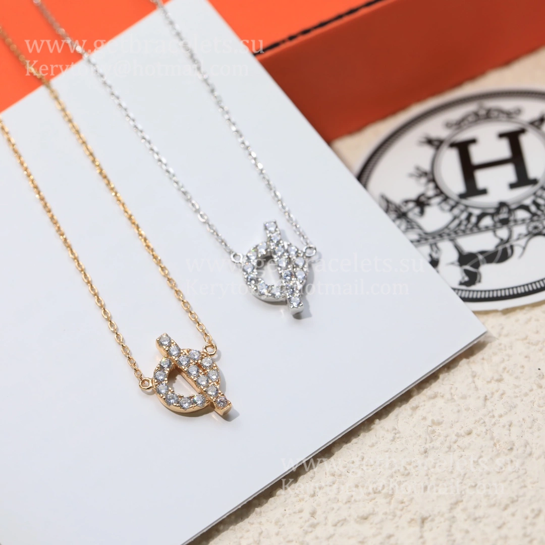 Fashion Hermes Finesse Necklace With Diamonds Rose Gold Silver