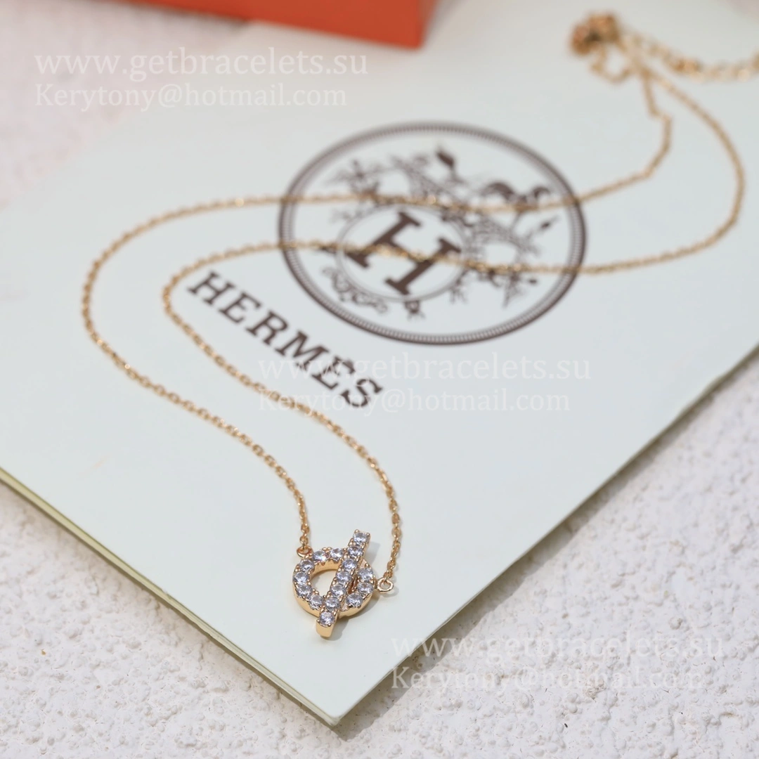 Fashion Hermes Finesse Necklace With Diamonds Rose Gold Silver
