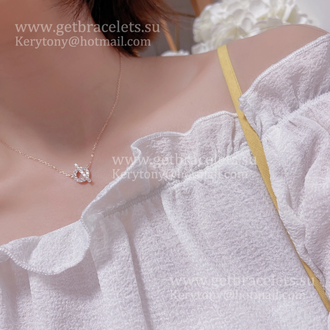Fashion Hermes Finesse Necklace With Diamonds Rose Gold Silver