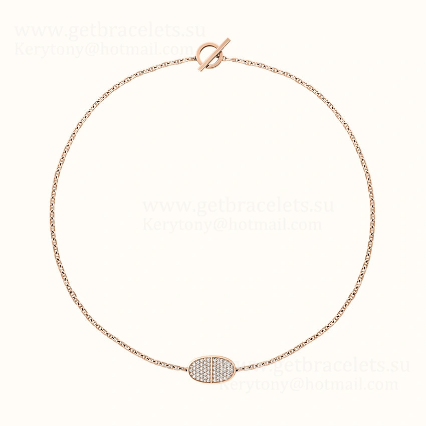 Fashion UK Chaine D’Ancre Verso Necklace With Diamonds Champagne