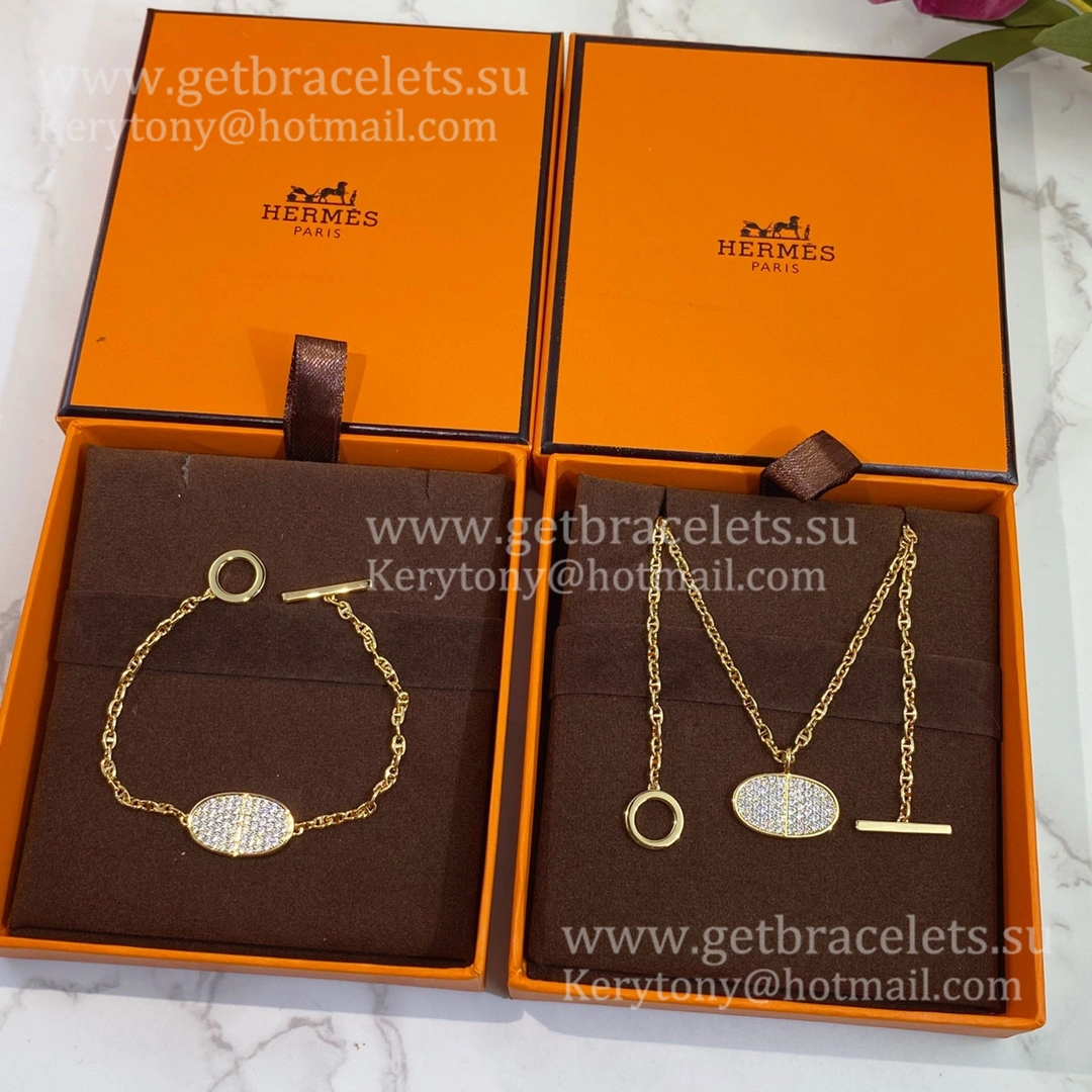 Fashion UK Chaine D’Ancre Verso Necklace With Diamonds Champagne