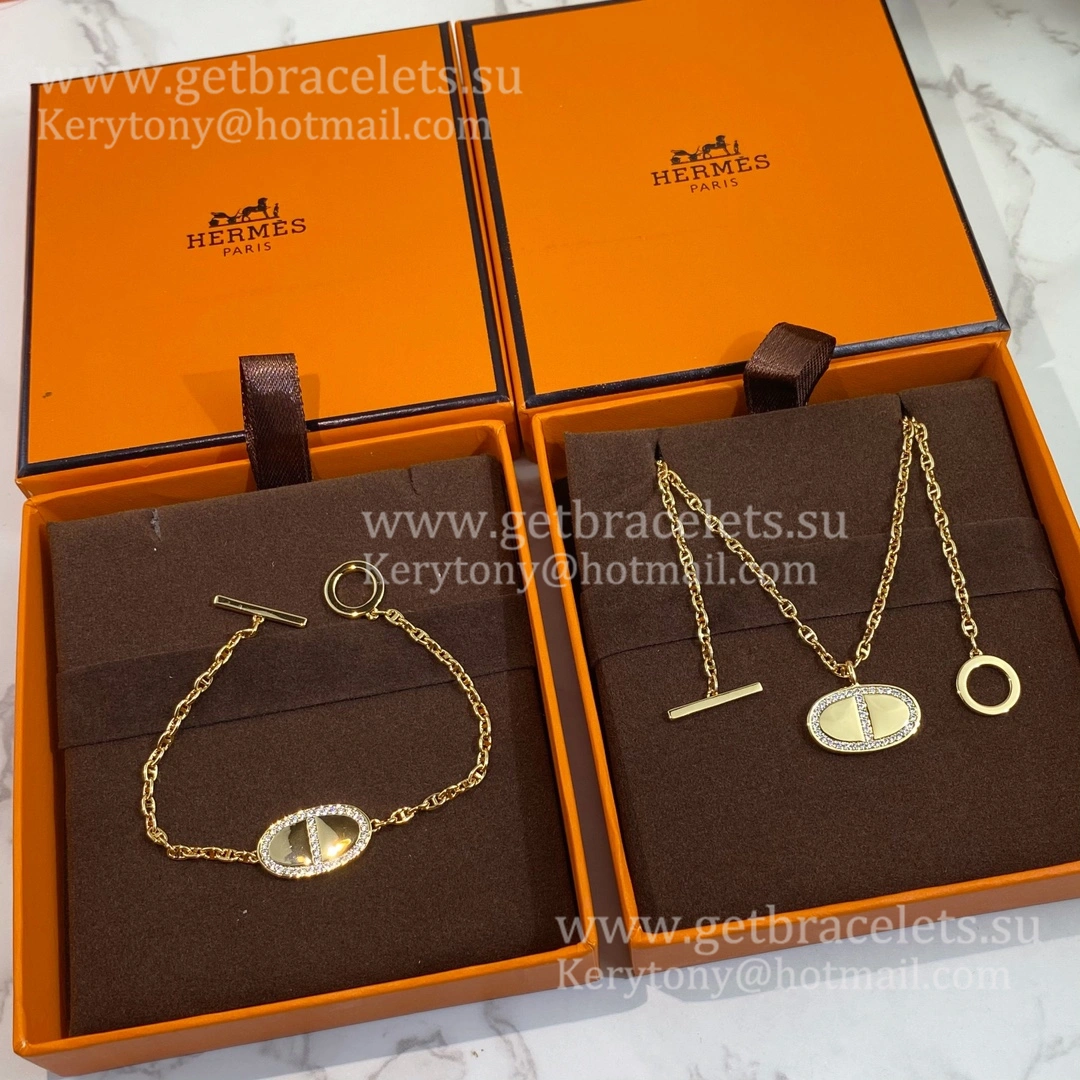 Fashion UK Chaine D’Ancre Verso Necklace With Diamonds Champagne