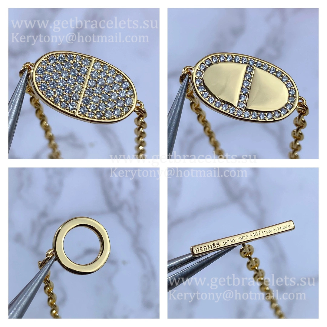 Fashion UK Chaine D’Ancre Verso Necklace With Diamonds Champagne