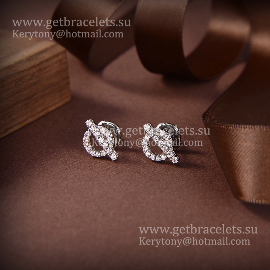 Good Price Hermes Finesse Earrings White Gold with Diamonds