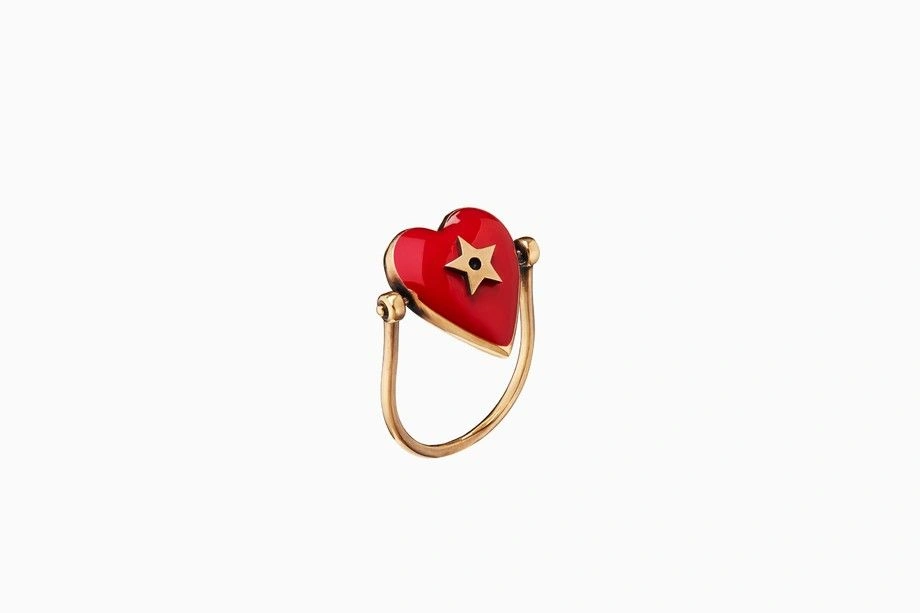 Good Quality Dior Dioramour Fashion Red Heart Star Pattern Ladies Rotatable Ring Gold 2018 R0700DMRLQ_D911