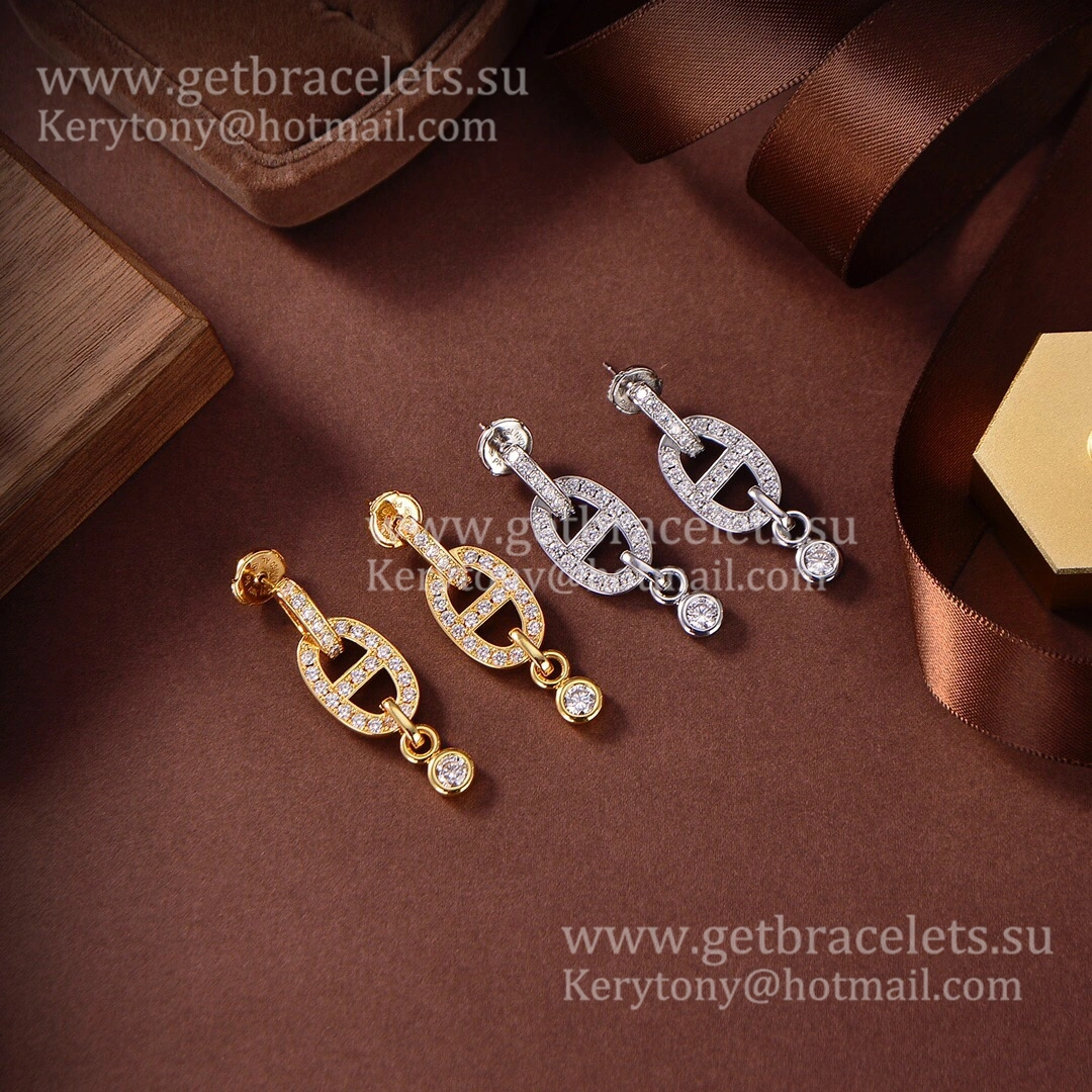 Good Reviews Hermes Chaine D’Ancre Enchainee Earrings With Diamonds Silver Yellow Gold Rose Gold