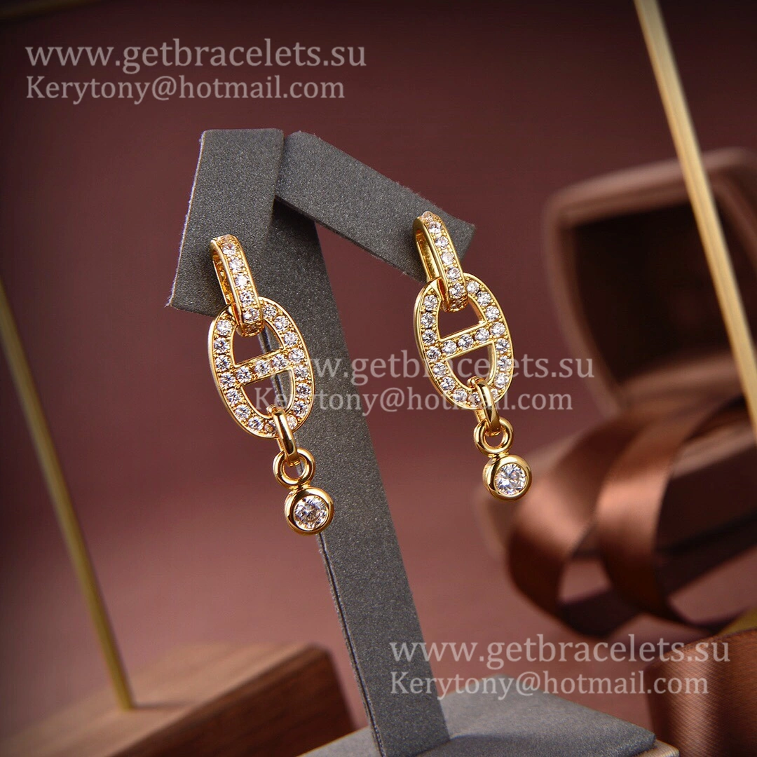 Good Reviews Hermes Chaine D’Ancre Enchainee Earrings With Diamonds Silver Yellow Gold Rose Gold