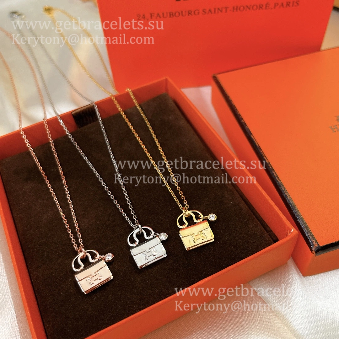 Good Reviews Hermes Constance Amulette Necklace With 1 Diamond Silver Yellow Gold Rose Gold
