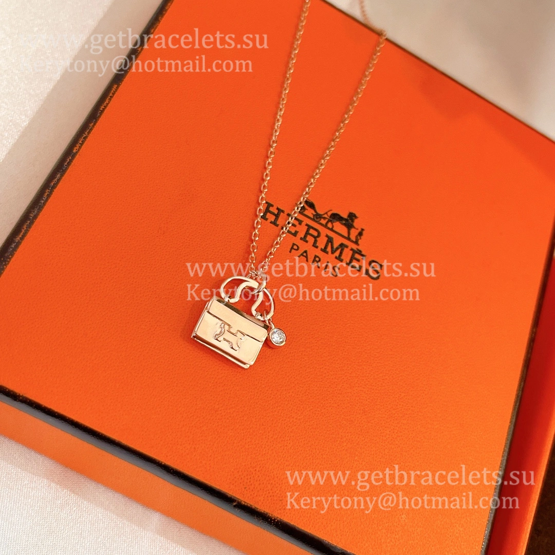 Good Reviews Hermes Constance Amulette Necklace With 1 Diamond Silver Yellow Gold Rose Gold