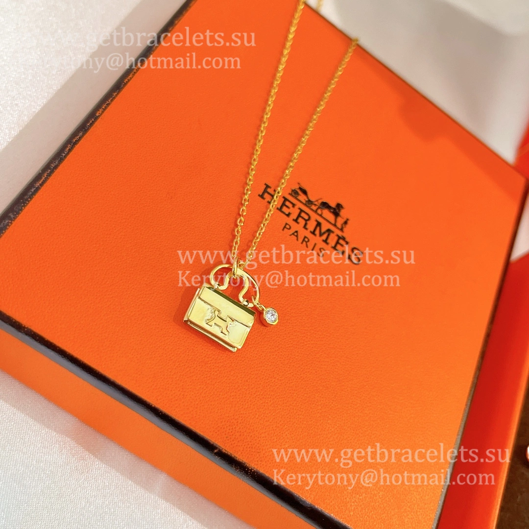 Good Reviews Hermes Constance Amulette Necklace With 1 Diamond Silver Yellow Gold Rose Gold