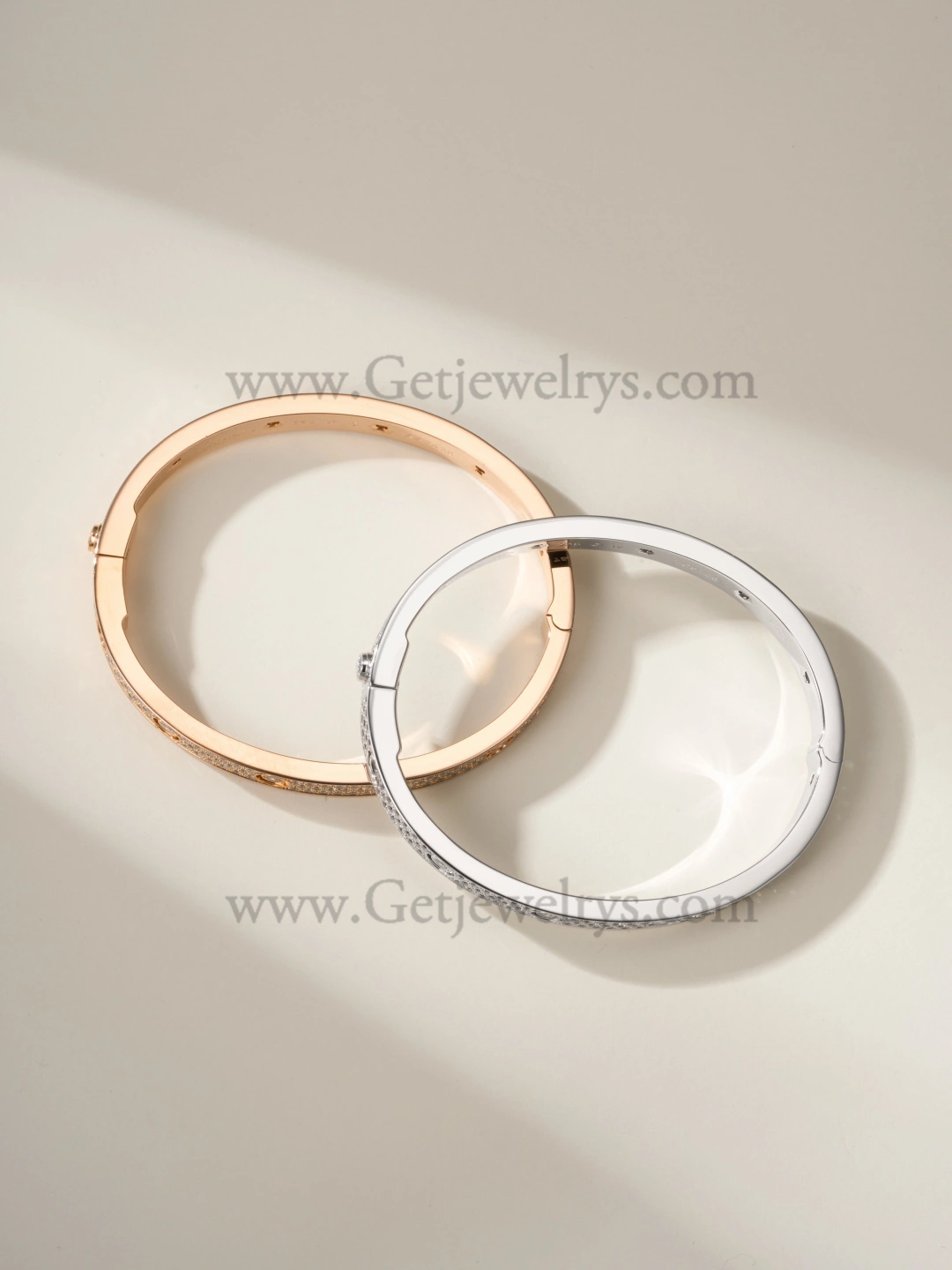 Hand-Set) Cartier Diamond-Paved Love Bracelet with 10 Big Diamonds White Gold Rose Gold