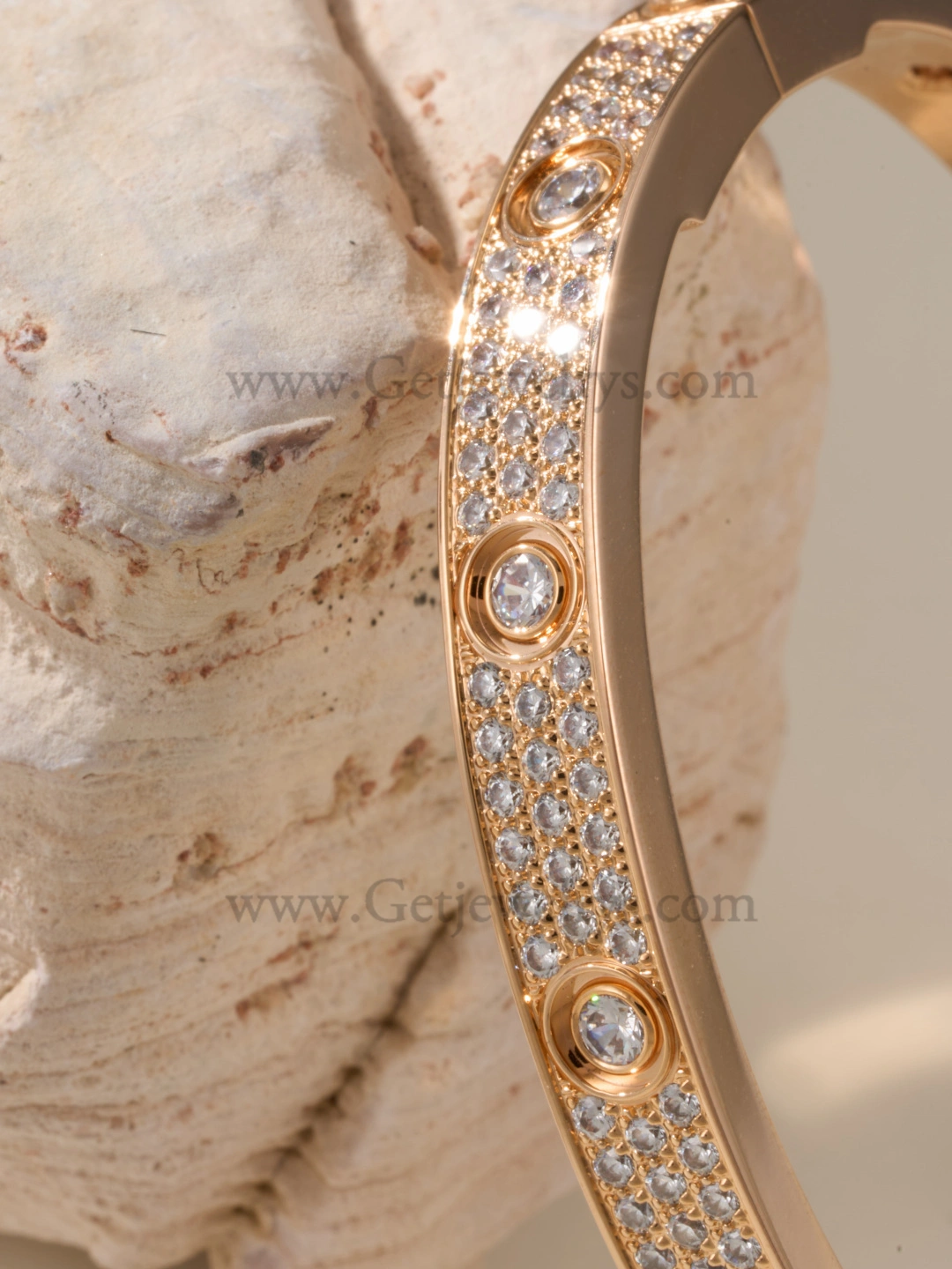 Hand-Set) Cartier Diamond-Paved Love Bracelet with 10 Big Diamonds White Gold Rose Gold