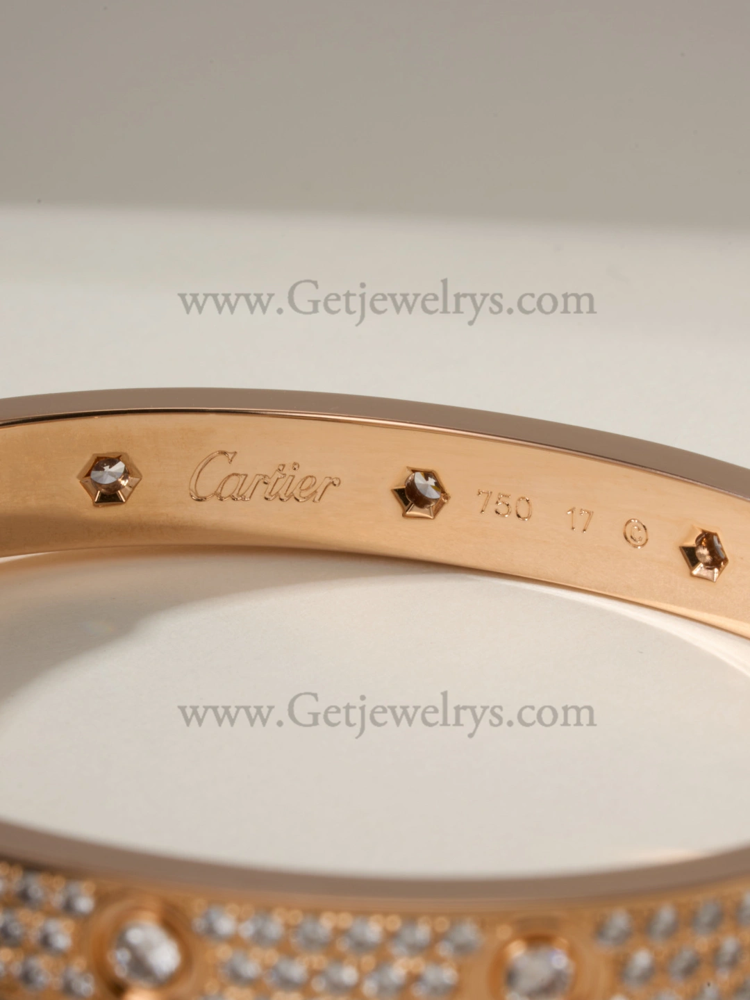Hand-Set) Cartier Diamond-Paved Love Bracelet with 10 Big Diamonds White Gold Rose Gold