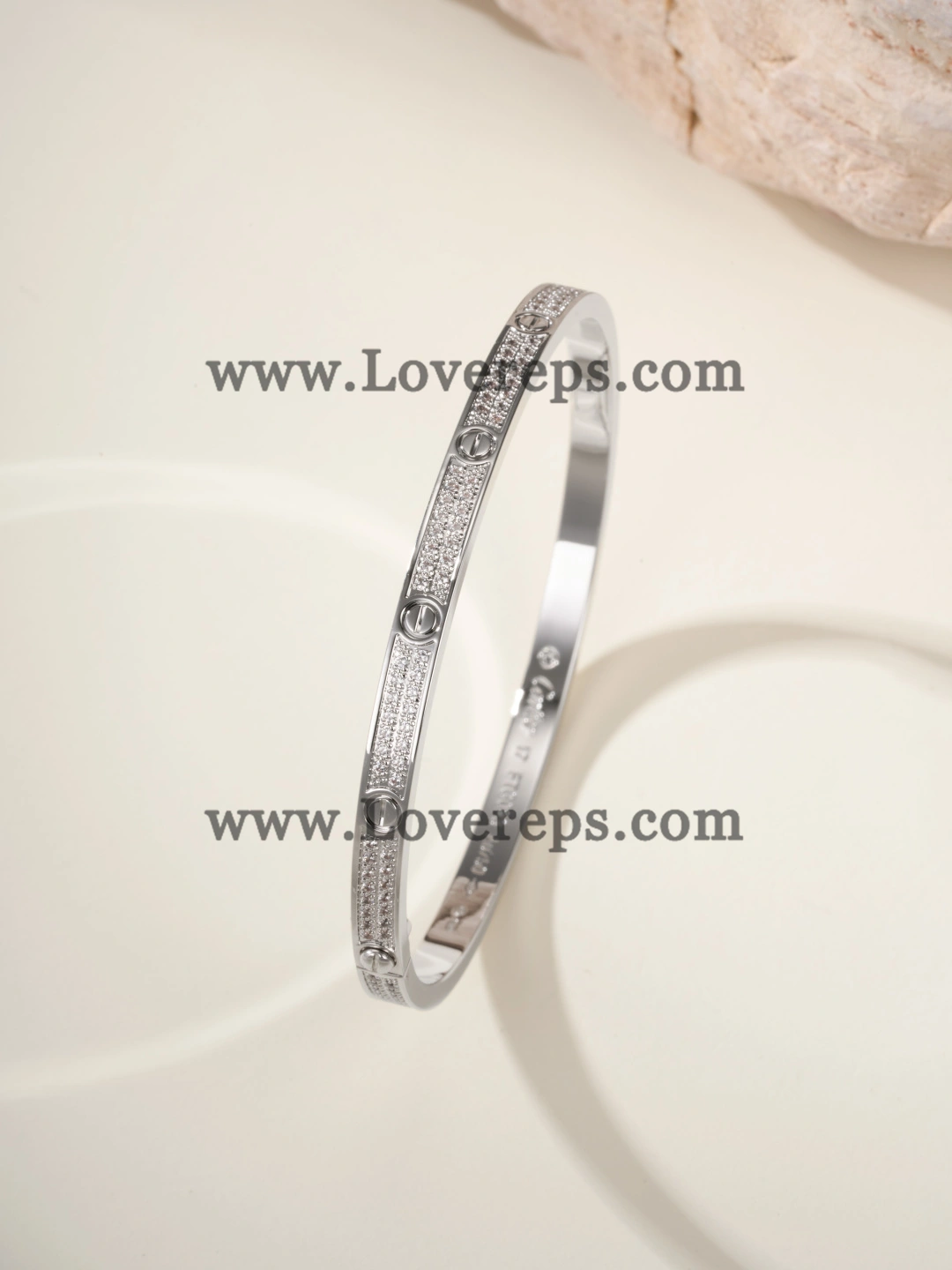 Hand-Set) Cartier Love Bracelet Small Model With Pave Diamonds White Gold Yellow Gold Rose Gold