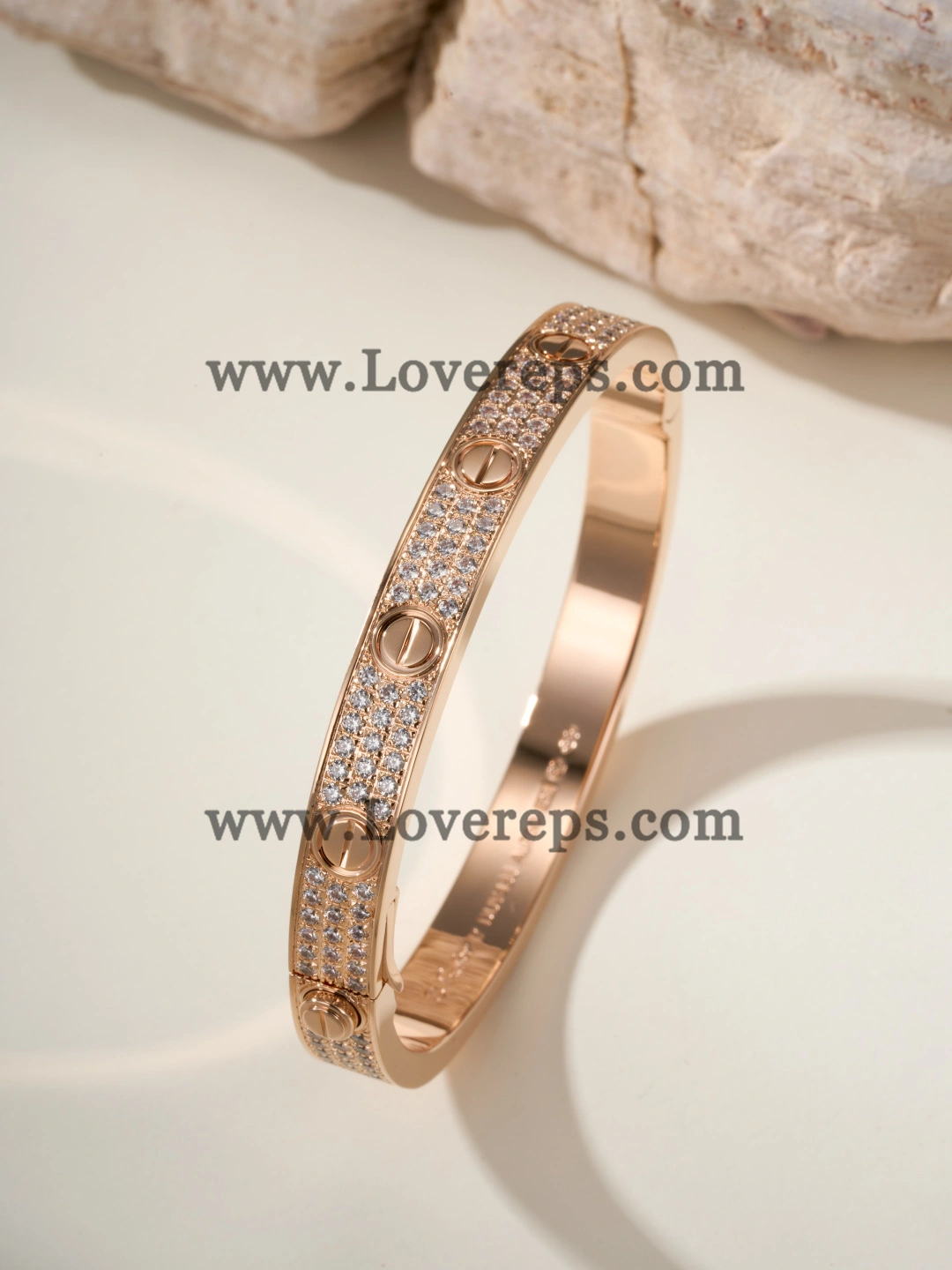 Hand-Set) Cartier Love Bracelet With Pave Diamonds Yellow Gold Rose Gold White Gold