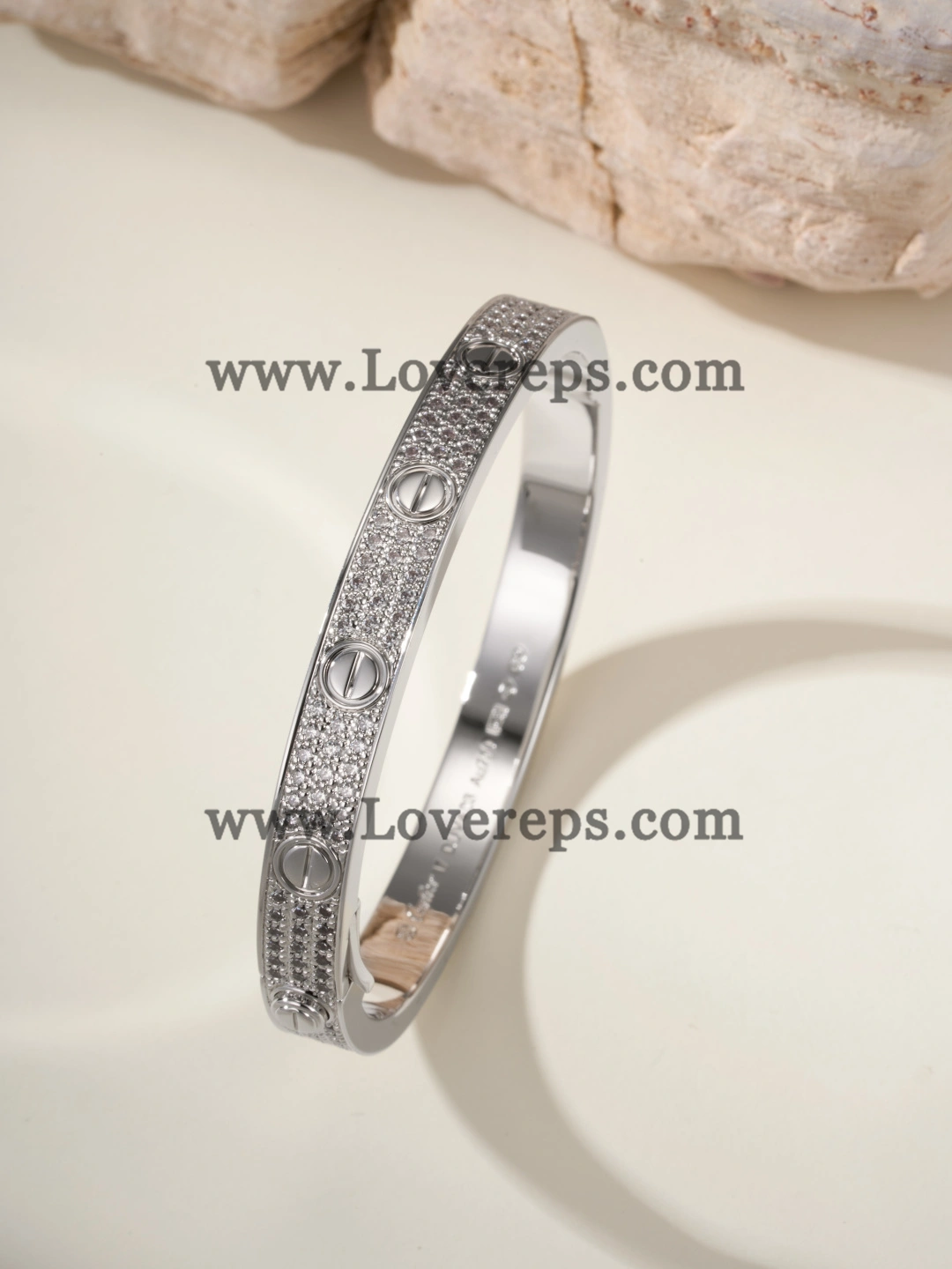 Hand-Set) Cartier Love Bracelet With Pave Diamonds Yellow Gold Rose Gold White Gold