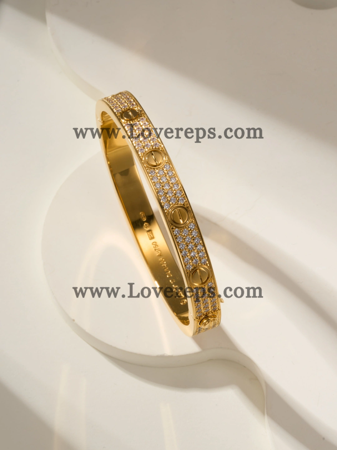 Hand-Set) Cartier Love Bracelet With Pave Diamonds Yellow Gold Rose Gold White Gold