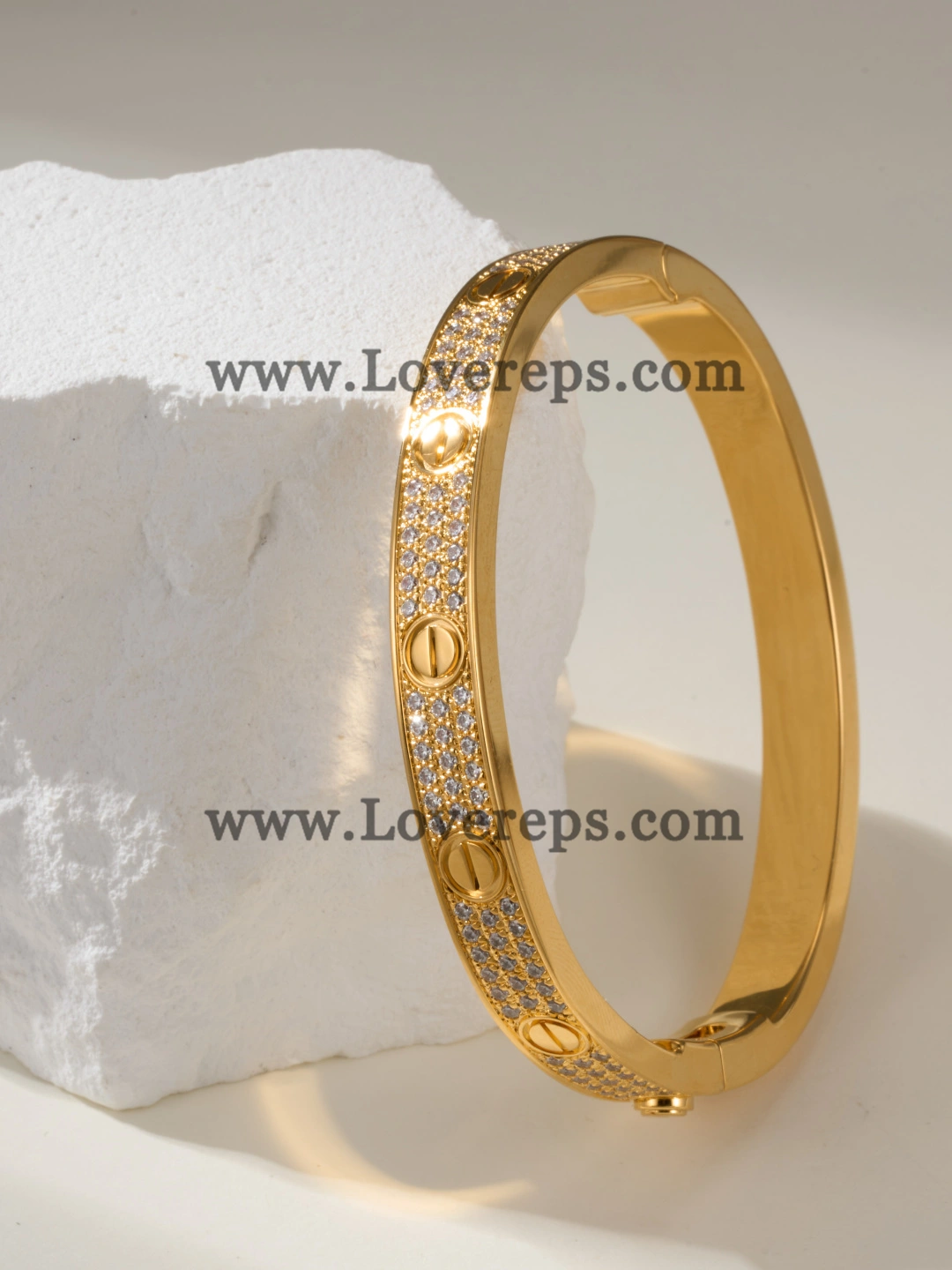 Hand-Set) Cartier Love Bracelet With Pave Diamonds Yellow Gold Rose Gold White Gold