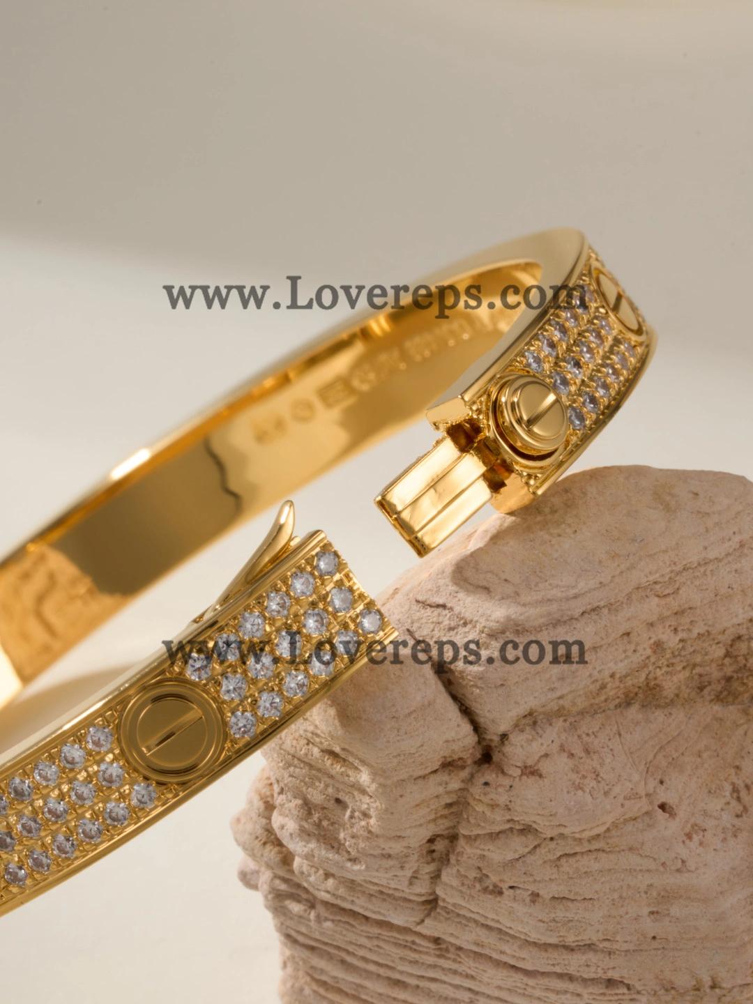 Hand-Set) Cartier Love Bracelet With Pave Diamonds Yellow Gold Rose Gold White Gold
