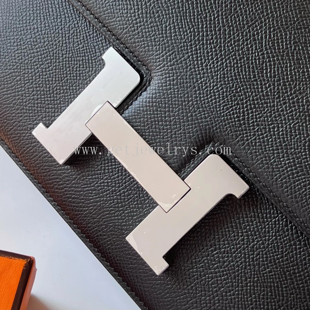 Handmade Hermes Constance 24cm In Epsom Calfskin Black With Silver