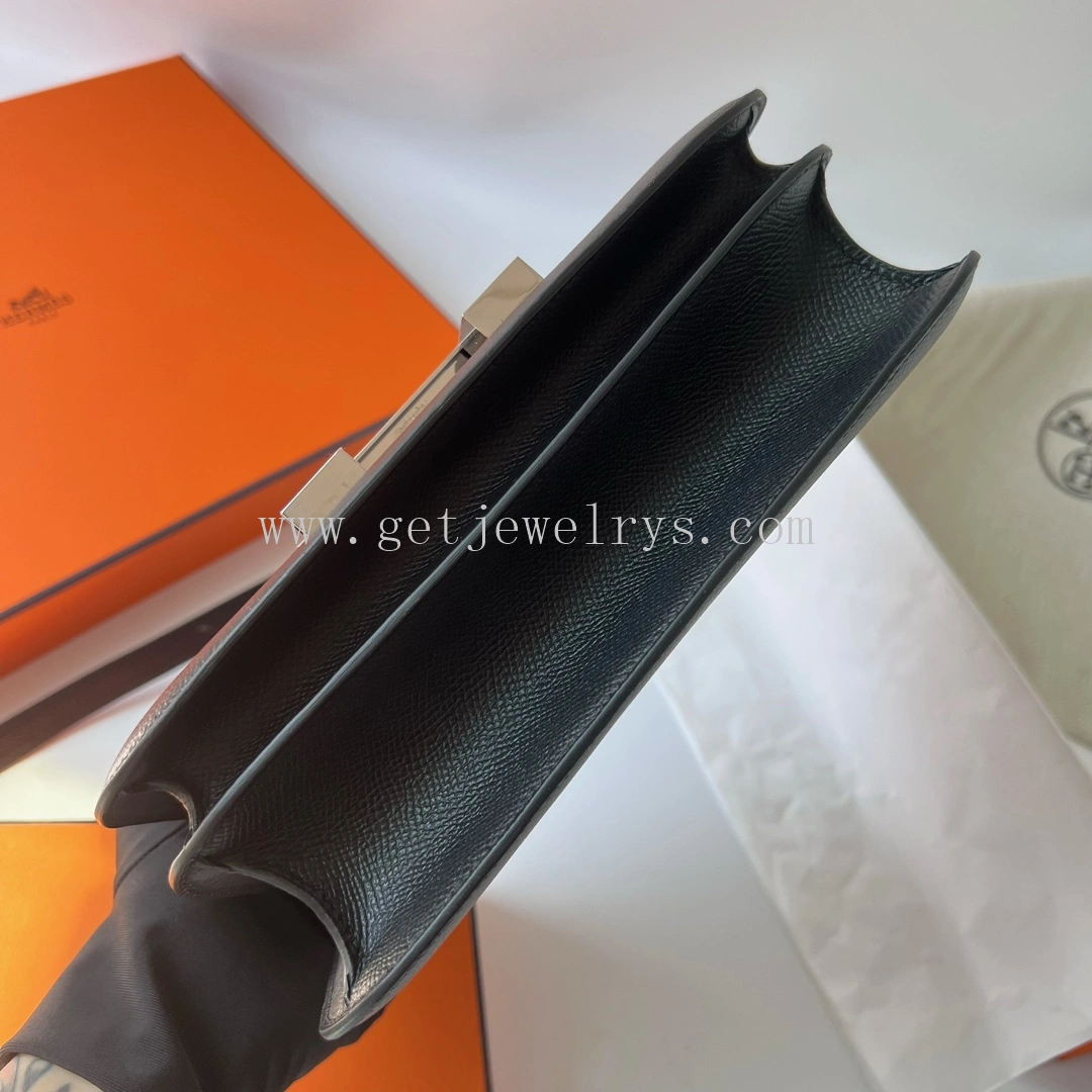 Handmade Hermes Constance 24cm In Epsom Calfskin Black With Silver