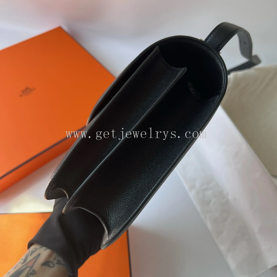 Handmade Hermes Constance 24cm In Epsom Calfskin Black With Silver