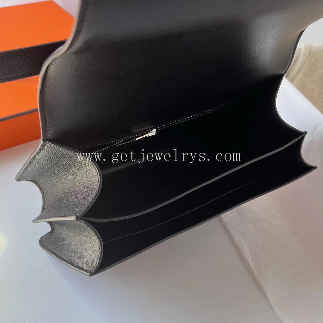 Handmade Hermes Constance 24cm In Epsom Calfskin Black With Silver
