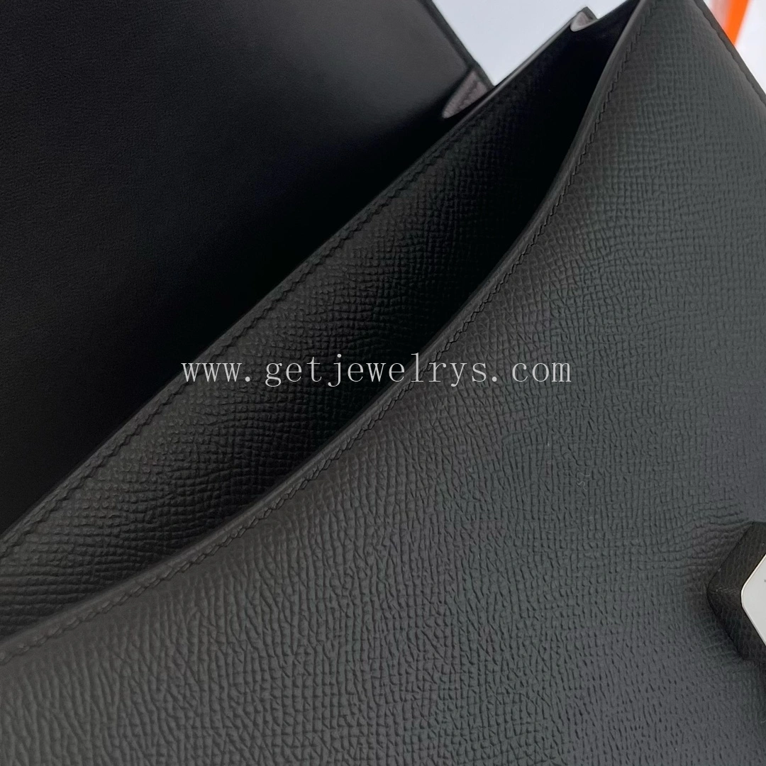 Handmade Hermes Constance 24cm In Epsom Calfskin Black With Silver