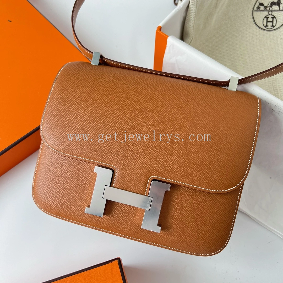 Handmade Hermes Constance 24cm In Epsom Calfskin Clemence With Silver