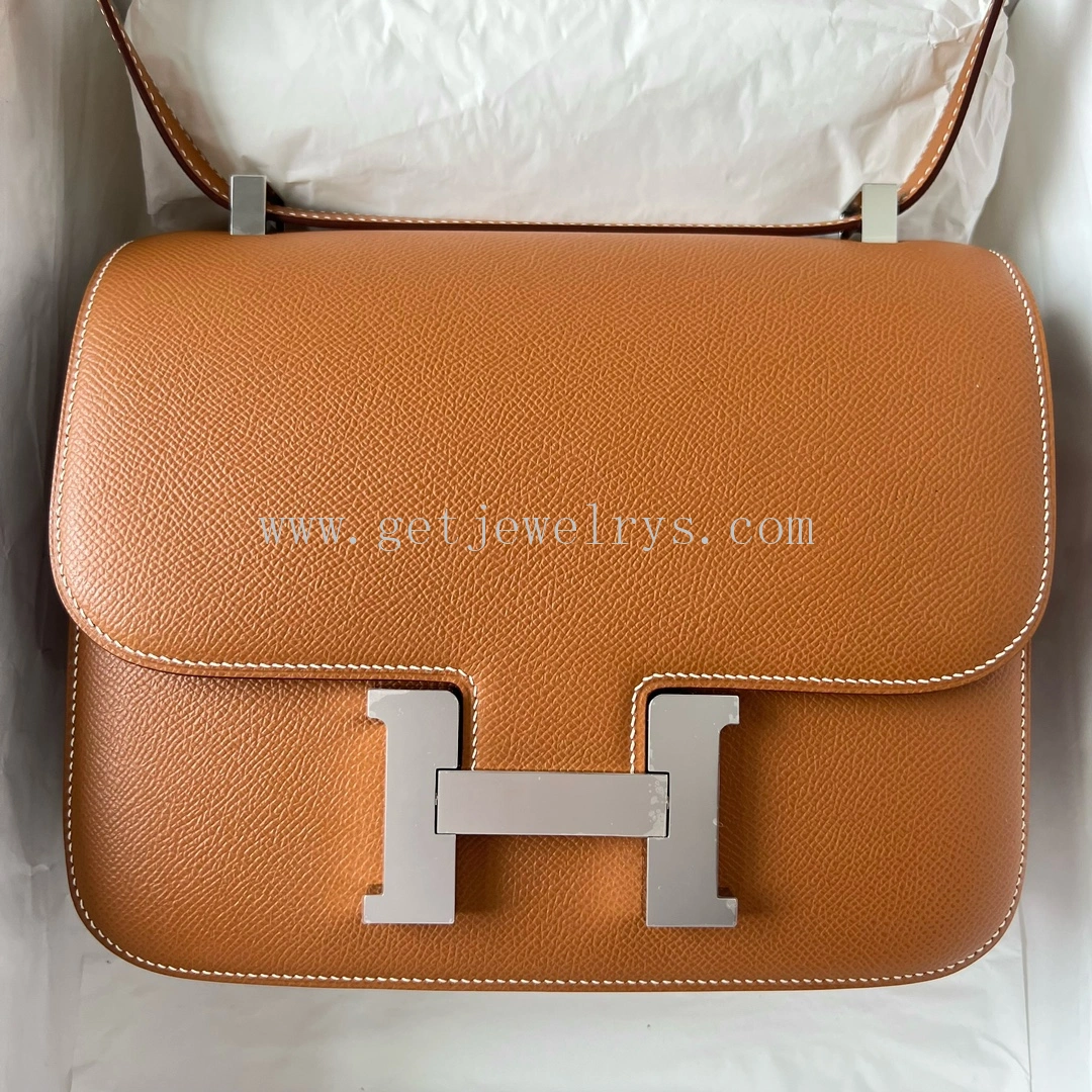 Handmade Hermes Constance 24cm In Epsom Calfskin Clemence With Silver