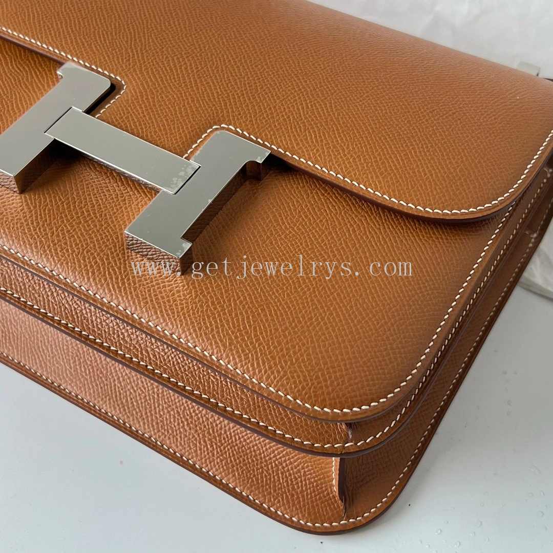 Handmade Hermes Constance 24cm In Epsom Calfskin Clemence With Silver
