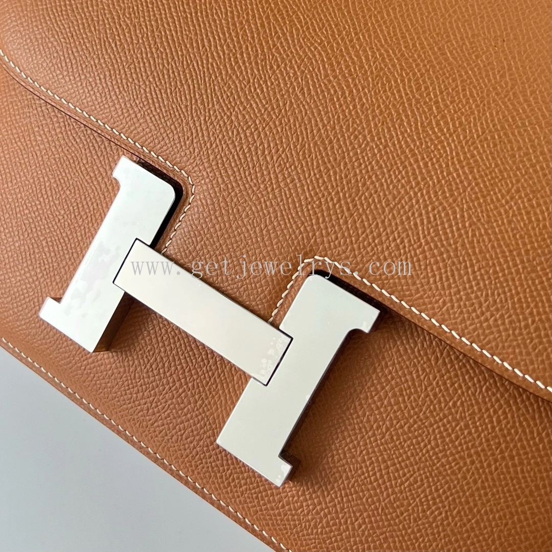 Handmade Hermes Constance 24cm In Epsom Calfskin Clemence With Silver