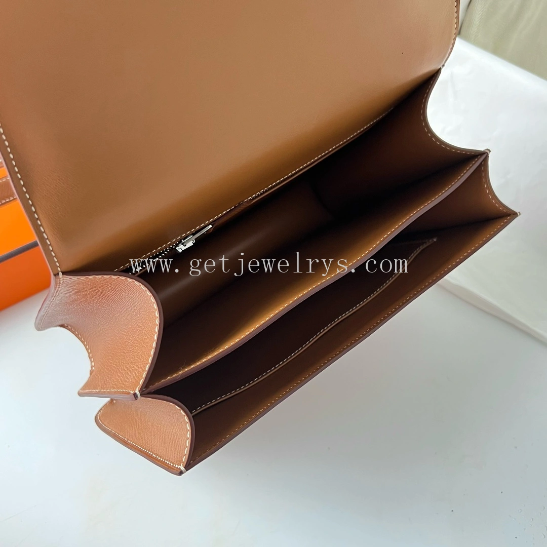 Handmade Hermes Constance 24cm In Epsom Calfskin Clemence With Silver