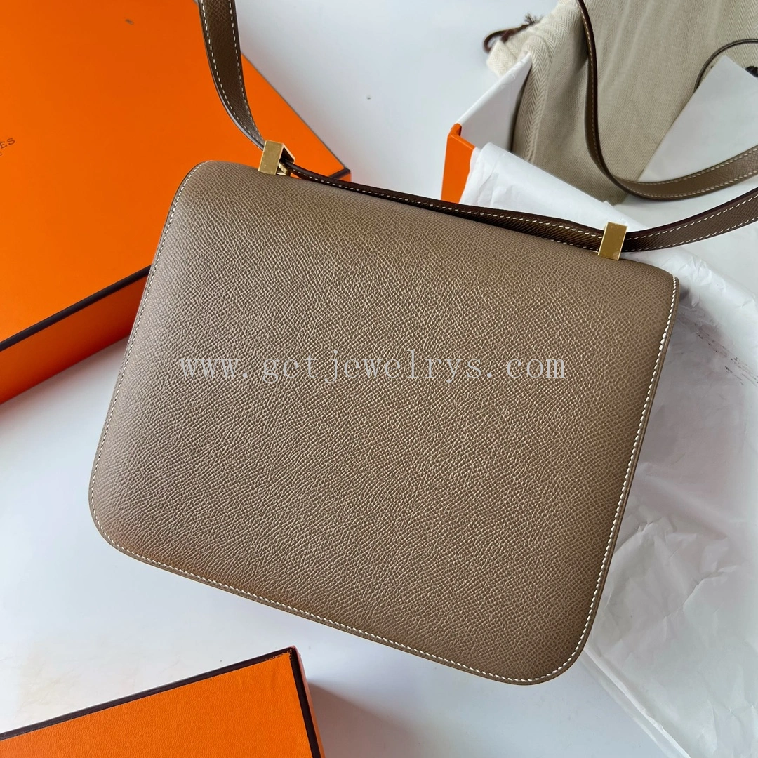 Handmade Hermes Constance 24cm In Epsom Calfskin Taupe With Gold