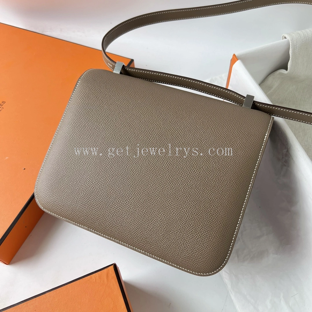Handmade Hermes Constance 24cm In Epsom Calfskin Taupe With Silver