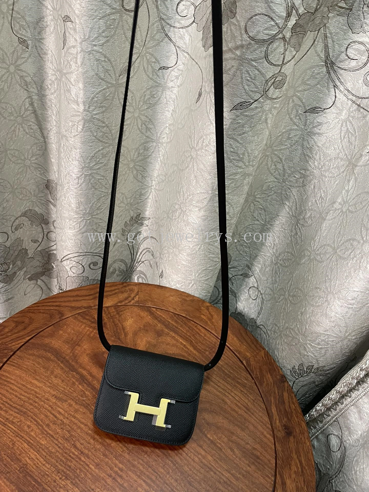 Handmade Hermes Constance Slim Wallet Belt Bag In Epsom Calfskin Black