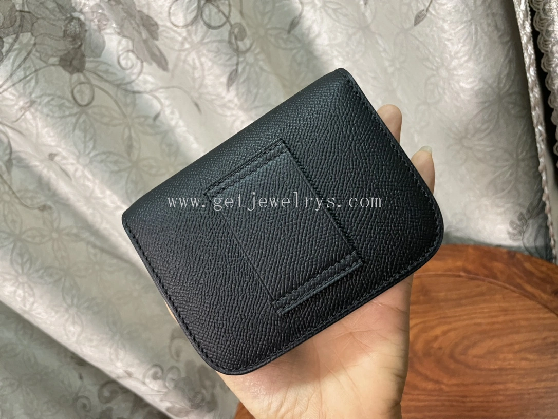 Handmade Hermes Constance Slim Wallet Belt Bag In Epsom Calfskin Black