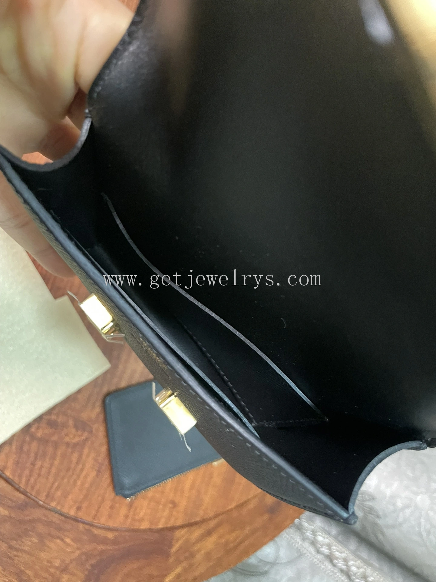 Handmade Hermes Constance Slim Wallet Belt Bag In Epsom Calfskin Black