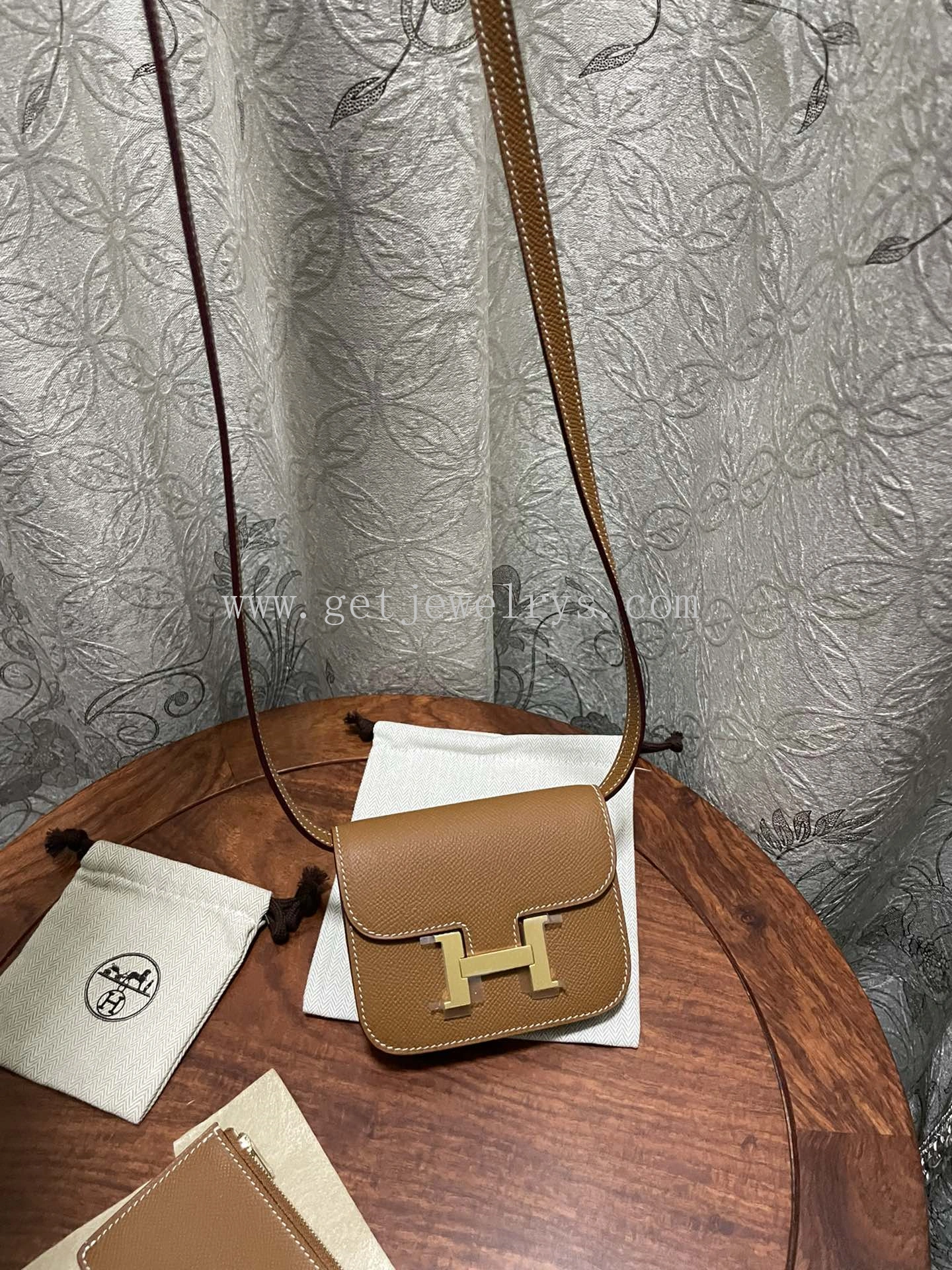 Handmade Hermes Constance Slim Wallet Belt Bag In Epsom Calfskin Gold