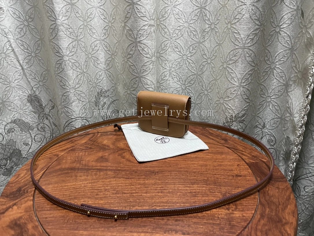 Handmade Hermes Constance Slim Wallet Belt Bag In Epsom Calfskin Gold