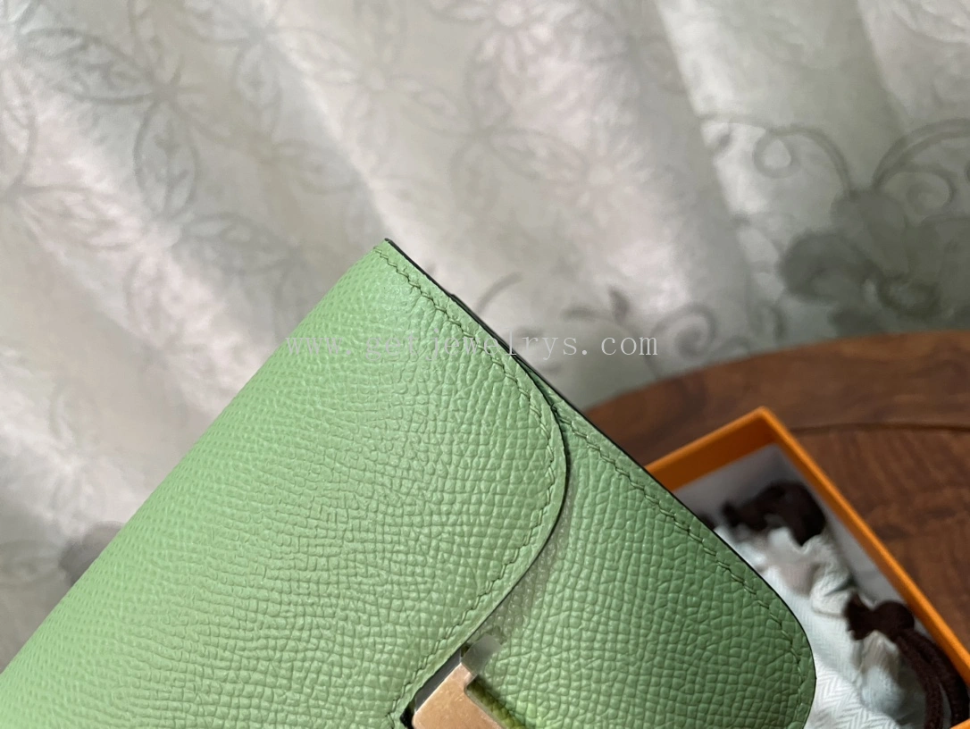 Handmade Hermes Constance Slim Wallet Belt Bag In Epsom Calfskin Green