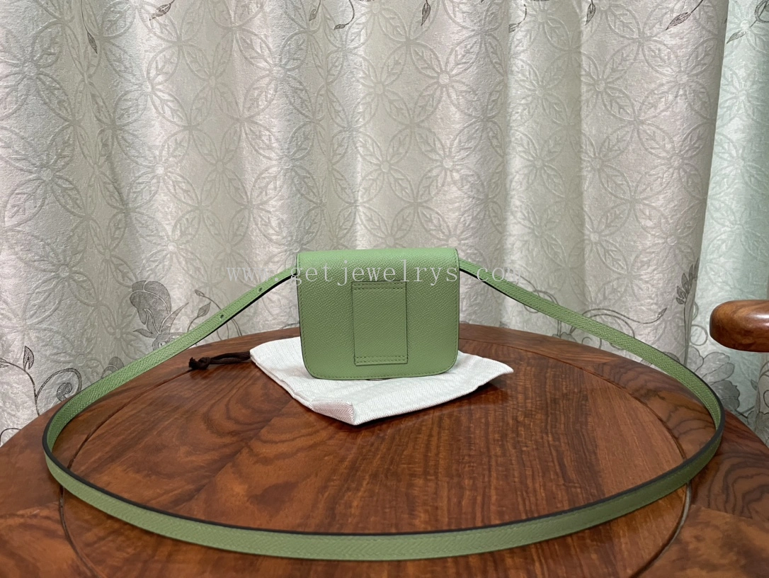 Handmade Hermes Constance Slim Wallet Belt Bag In Epsom Calfskin Green