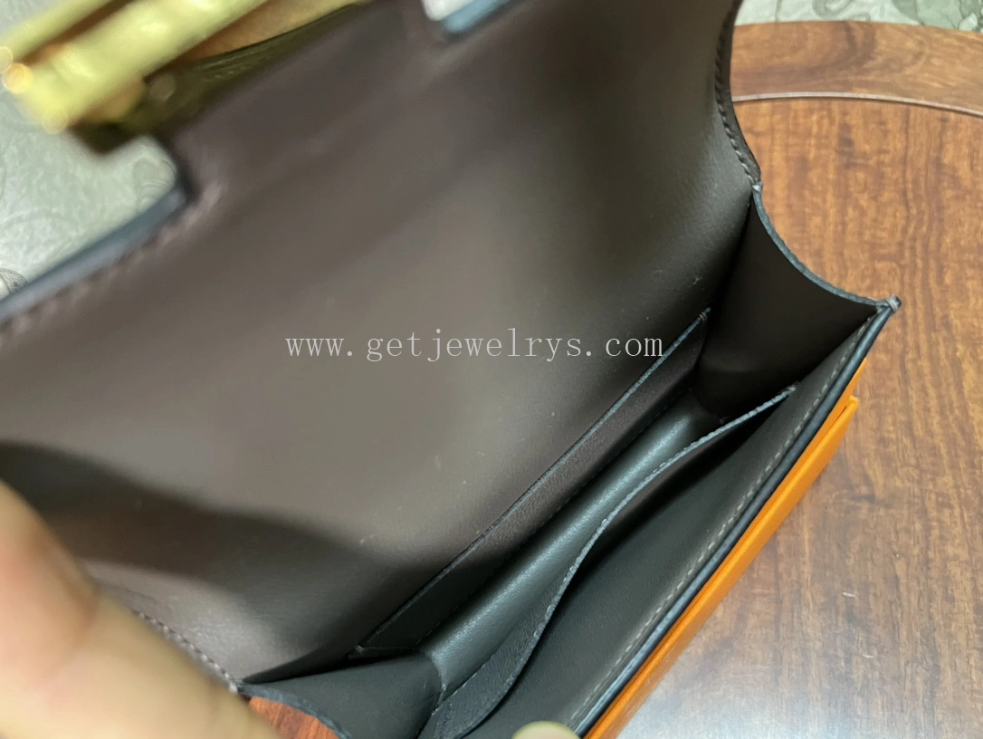 Handmade Hermes Constance Slim Wallet Belt Bag In Epsom Calfskin Grey-2